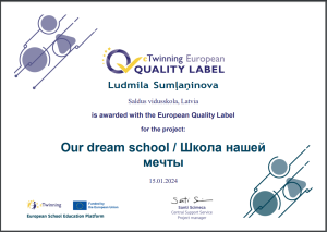 eTwinning sertifikāts