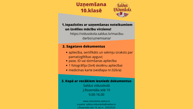 Uzņemšana 10.klasē