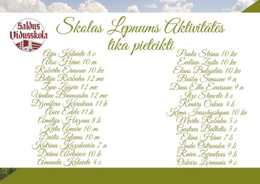 Skolas lepnuma nominanti